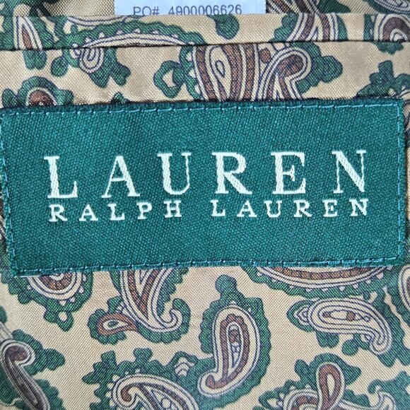 Lauren Ralph Lauren Size 46L Tan Faux Suede Sport Jacket Blazer 2 Button Closure - Picture 11 of 15